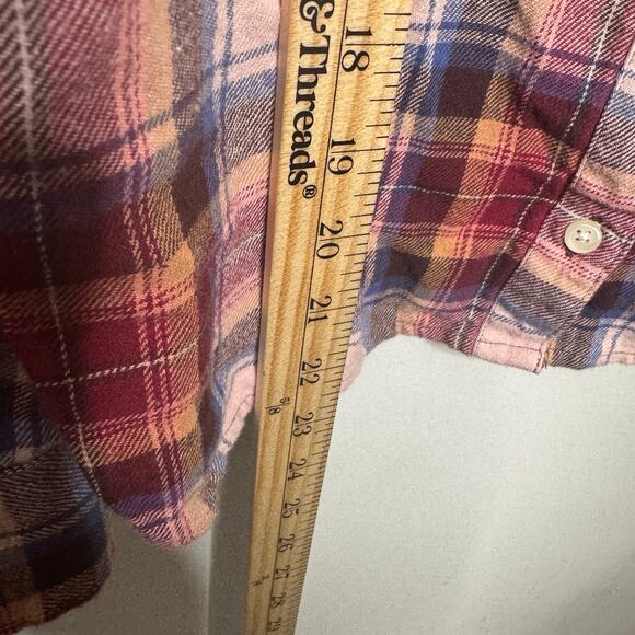 Old Navy Women’s Boyfriend Shirt M Plaid Flannel Button‎ Down Long Sleeve Cotton - Picture 5 of 7